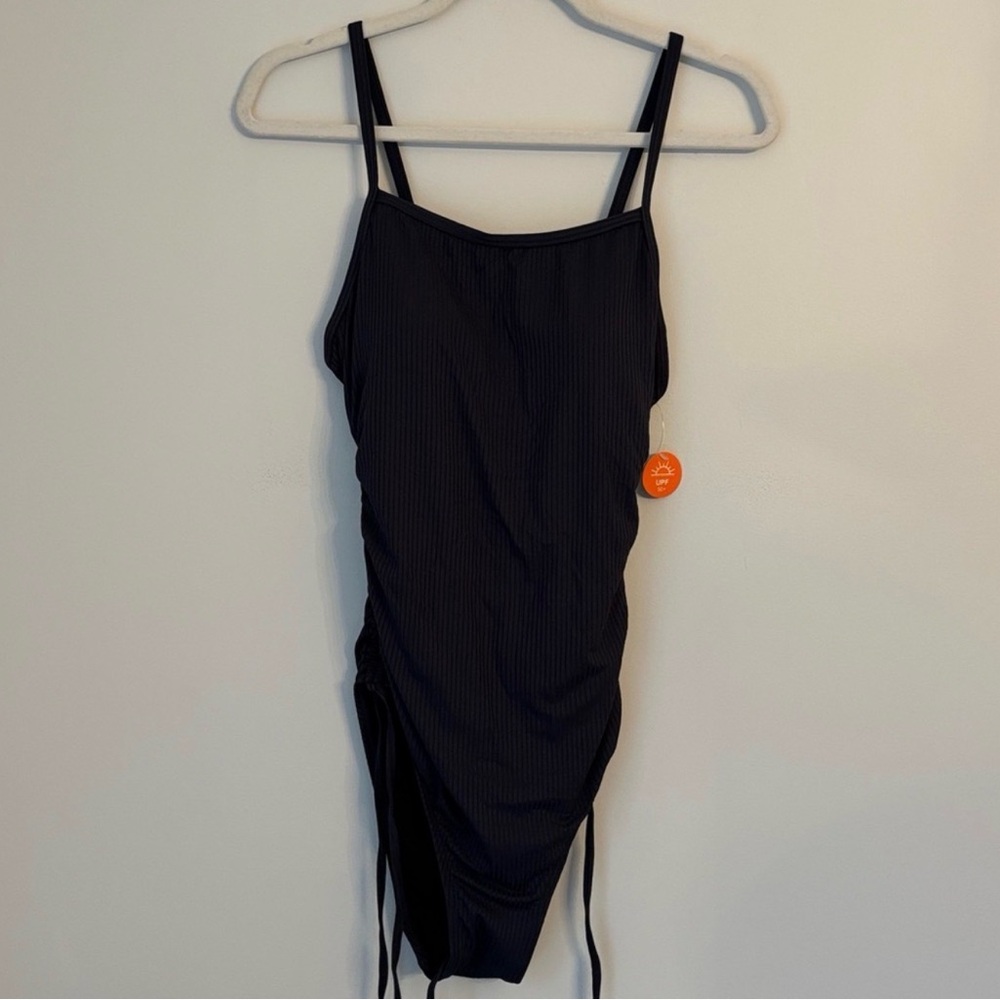 Pinkblush Black Ribbed One-Piece Swimsuit